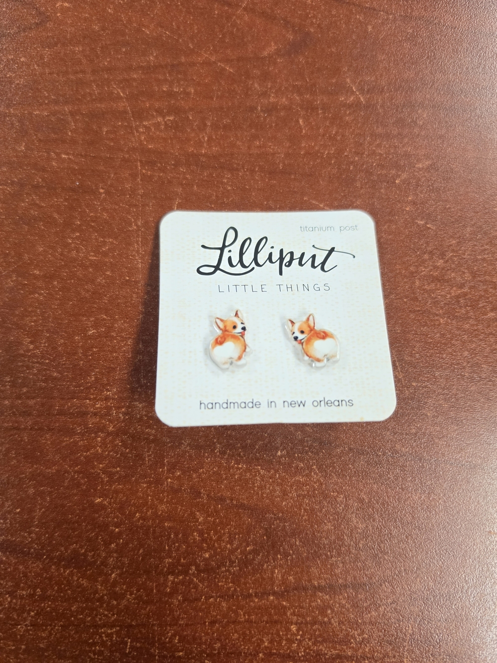 Lilliput Little Things Corgi Stud Earrings - Orange & White